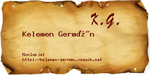 Kelemen Germán névjegykártya